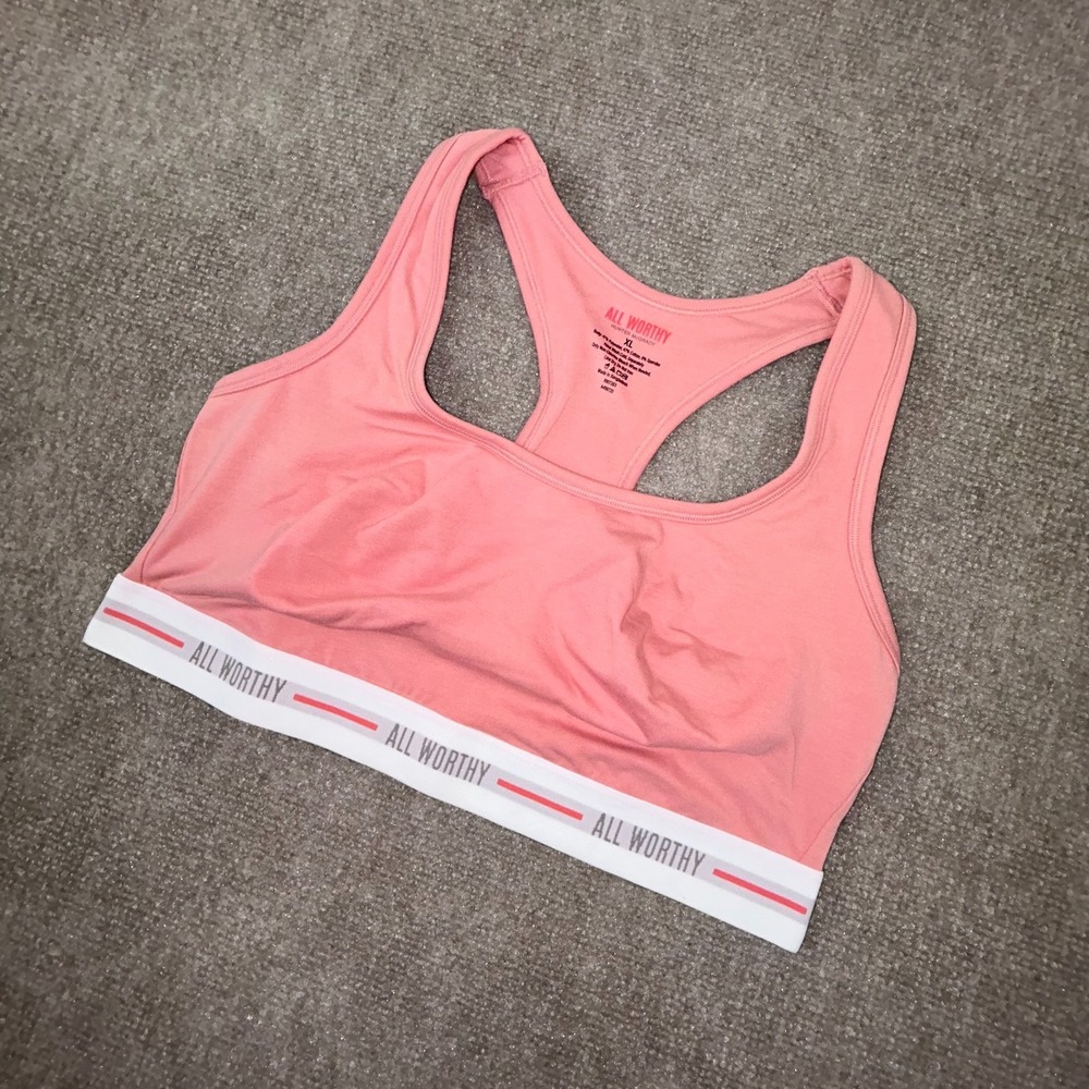 All Worthy Hunter Mcgrady Sports Bra Womens XL Pink Stretch Racerback Workout